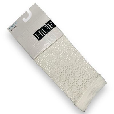 HUE Circle Net Knee Hi Socks Womens One Size 1 Pair White NEW